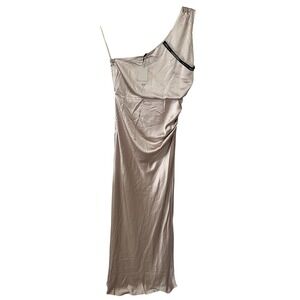 Asos Six Stories Bridesmaids One‎ Shoulder Satin Maxi Dress Champagne Size US 10